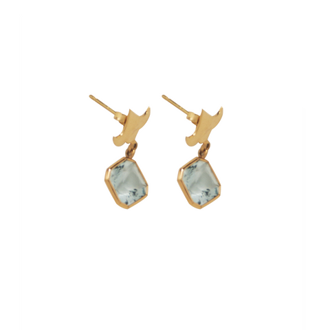 18K Gold and Aquamarine Stud Earrings