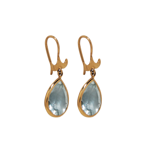 18K Gold and Aquamarine Drop Earrings