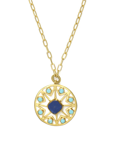 Universe Star Pendant Necklace with Lapis & Turquoise