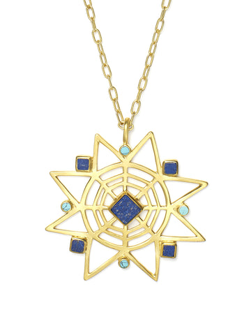 Star Lapis and Turquoise Pendant Necklace