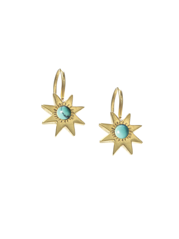 Star Hook Earrings with Turquoise