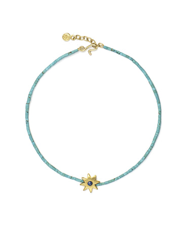 Turquoise Bead Bracelet with Lapis Star