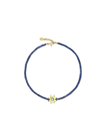 Lapis Bead Bracelet with Turquoise Star